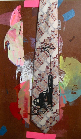 vintage neck tie, hand printed, original design