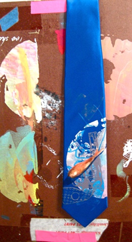 silk neck tie, hand printed, hand painted, original design