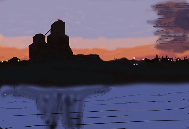 This was taken from a photo of  Wakaw, I added the lake for effect