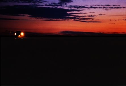 Threshing at Sunset