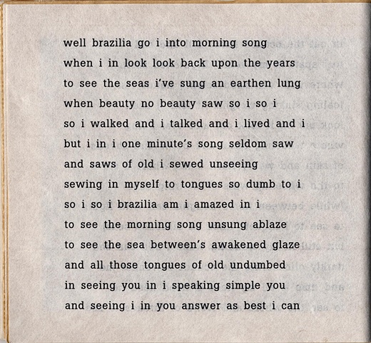 well brazilia go i into morning song

from brazilia you

pas de chance press, 2004