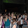 About 300 people packed the alley next to the gallery for the smashing performance.