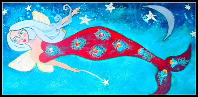jessica sublett, angie bolling, shady oaks summer camp, jessica sublett, artist, subco by design, mixed media mermaid