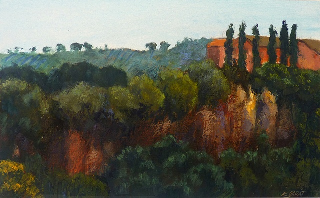View of Hospital atop Tufa Cliffs, Civita Castellana, Lazio, Italy