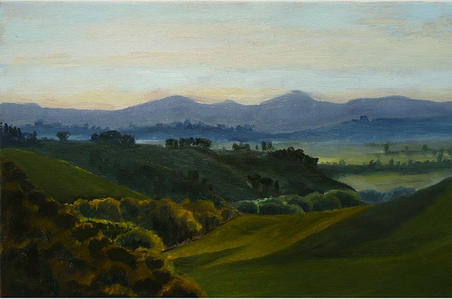 Evening Falling;  View of the Valley from Fattoria Armena, Tuscany, Italy