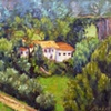 Houses and Railroad Bridge from Vignale at Civita Castellana, Lazio, Italy