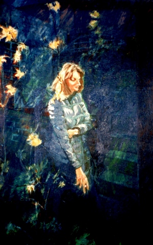 Julie Goulding artist oil paintings blue yard