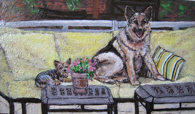 two dogs on couch