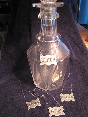 decanter labels sterling silver