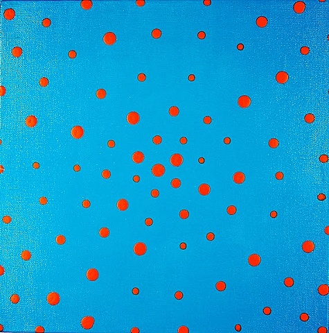 Fire Engine Red Cosmos on Bird Egg Blue Field
