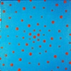 Fire Engine Red Cosmos on Bird Egg Blue Field