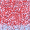 Red Scribbles on Light Blue Field