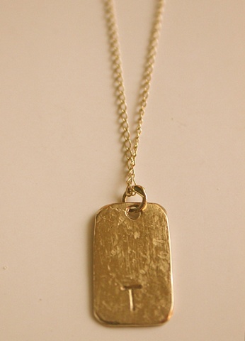 Hammered 14k Initial Tag Pendant