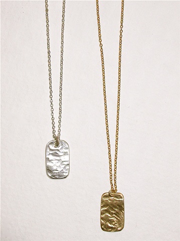 Single Hammered tag pendant on chain