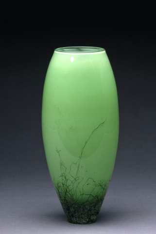 Green Spun Steel Vase