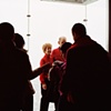 Couple in red posing