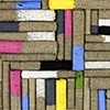Untitled (raw linen, various weights, rolled, dipped in multi-colored paint)
