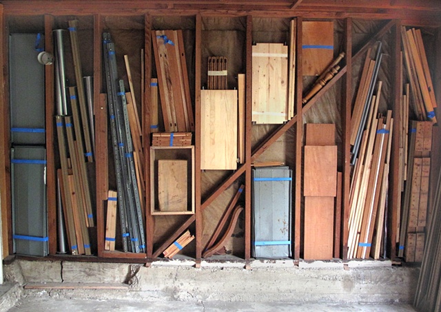 88514009 (wood, metal, tape, house wrap) - studio holding pattern