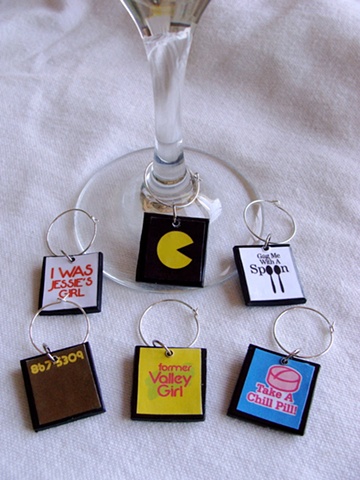 I LOVE the 80's Wine Glass Charms 