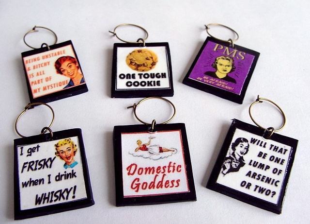 SASSY LOL Vintage Ladies Wine Charms