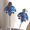 SAPPHIRE and Emerald Vintage Rhinestone Hairpins