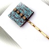 PARIS CHIC Aqua and Brown Rhinestone Bobby Pin