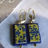 PROVENCE Blue and Yellow French Damask Earrings