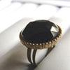 BLACK Vintage Glass Button Ring