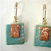 Bronze Turquoise Layered Rectangle Earrings