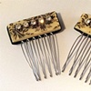COUTURE Sepia Damask Hair Combs w/ Antique Rhinestones