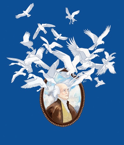 justin richel, big, wig, big wig, art, artist, blue, birds, painting, gouache