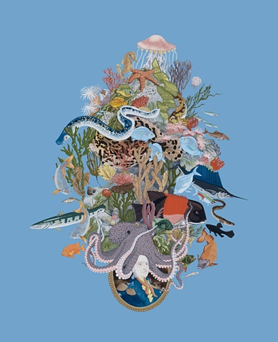 Sea, sea creatures, fish, ocean, water, wig, big wig, justin richel, art, environmental  