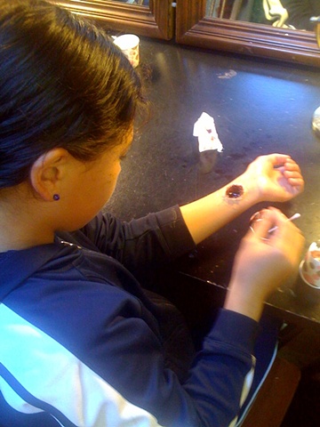 Student created gore taught by Kegel at the Thrillpeddler's Hypnodrome Summer Creepshow Camp.