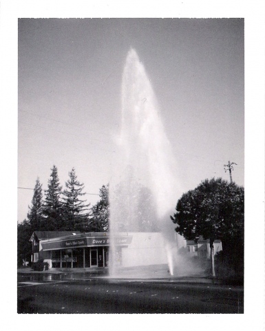 "Busted hydrant on college"