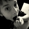 gobbling up chocolate raspberries