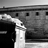 dumpster and abandoned building