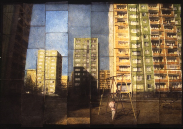 Girl Amidst Apartment Blocks