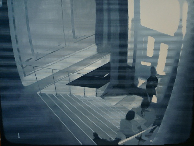surveillance still, oil/canvas, Wayne Toepp
