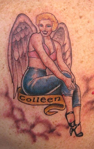 BACK TO COLOR TATTOOS SHARE THIS Angel pinup
