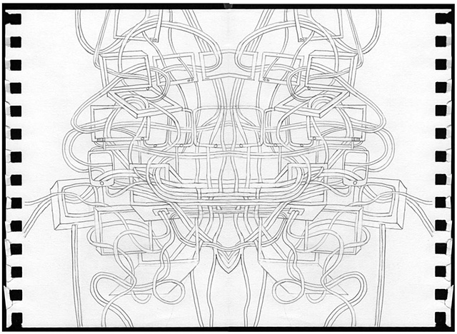 Wires and screens, mirror
