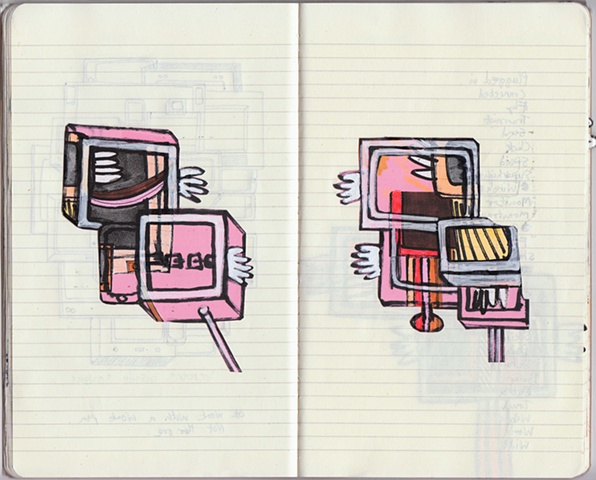 Screens on pink