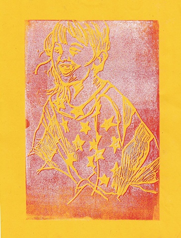 Girl with flag on yellow