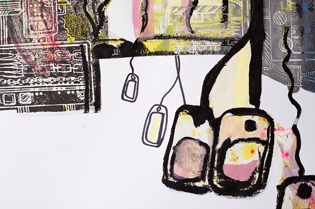 Chains and screens with pink - Detail