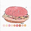 Flesh burger with colour separation