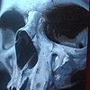 creepy grey skull