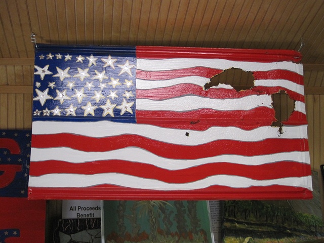 American Flag on Tin - two sides