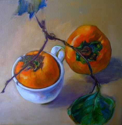 Persimmons and cup