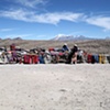 Women selling souvenirs at the highest elevation in Peru