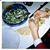 My grandmother making the bourekas for the show