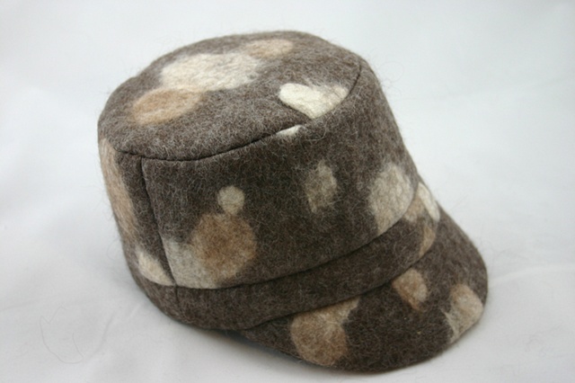 handmade wool felt alpaca hat with circles